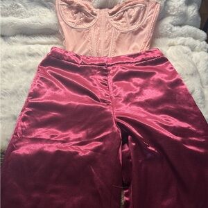 Elegant Pink Satin Set